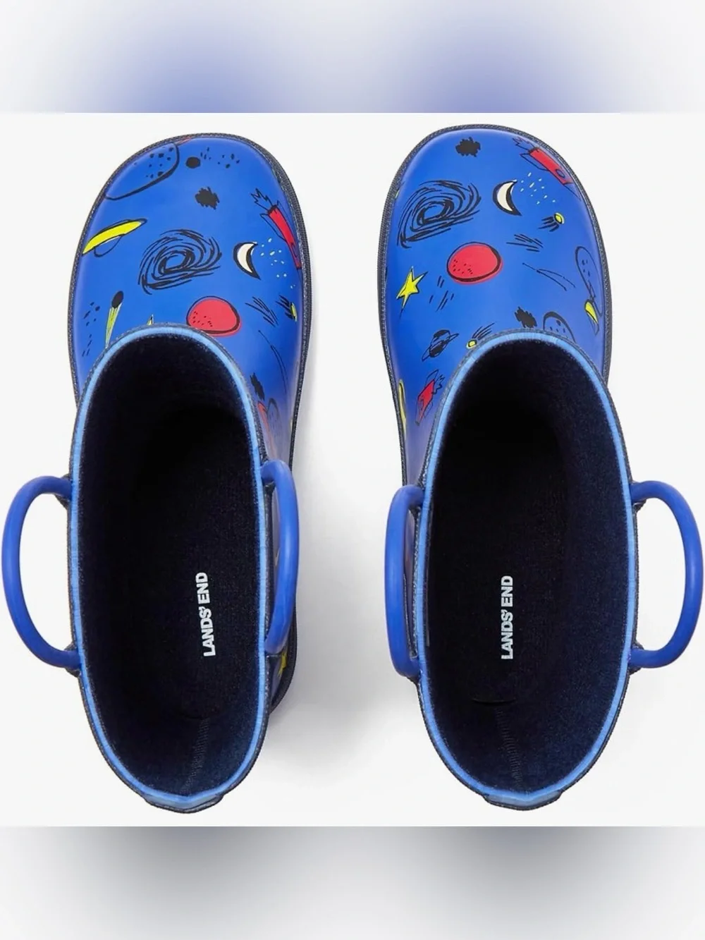 Rain Boots Kids Size 7 Lands’ End Pull On Rubber Blue New FAST SHIPPING